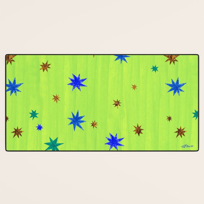 Celestial Star Twinkle in Galaxy Green Watercolor Desk Mat Gallery Image 3