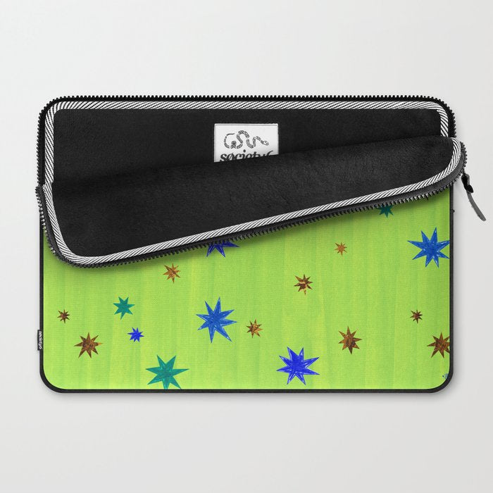 Celestial Star Twinkle in Galaxy Green Watercolor Laptop Sleeve Gallery Image 2