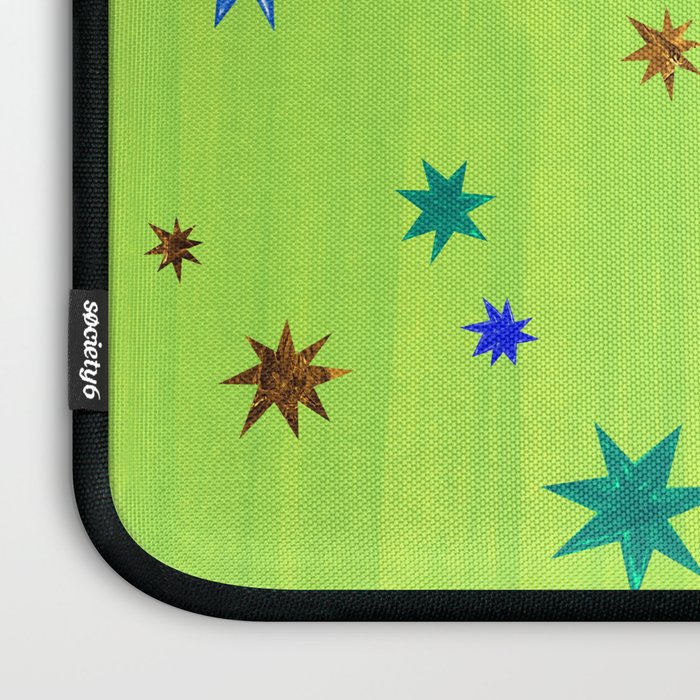 Celestial Star Twinkle in Galaxy Green Watercolor Laptop Sleeve Gallery Image 3