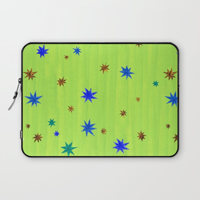 Celestial Star Twinkle in Galaxy Green Watercolor Laptop Sleeve Gallery Image 1