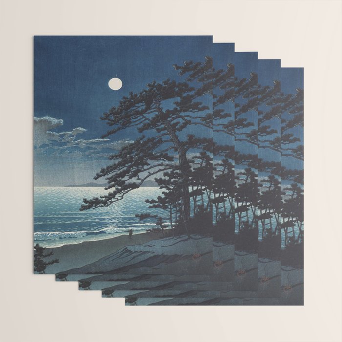 Spring Moon At Ninomiya Beach by Hasui Kawase å·ç¬ å·´æ°´ Wrapping Paper Gallery Image 3