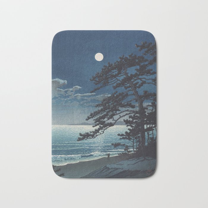 Spring Moon At Ninomiya Beach by Hasui Kawase å·ç¬ å·´æ°´ Bath Mat Gallery Image 1