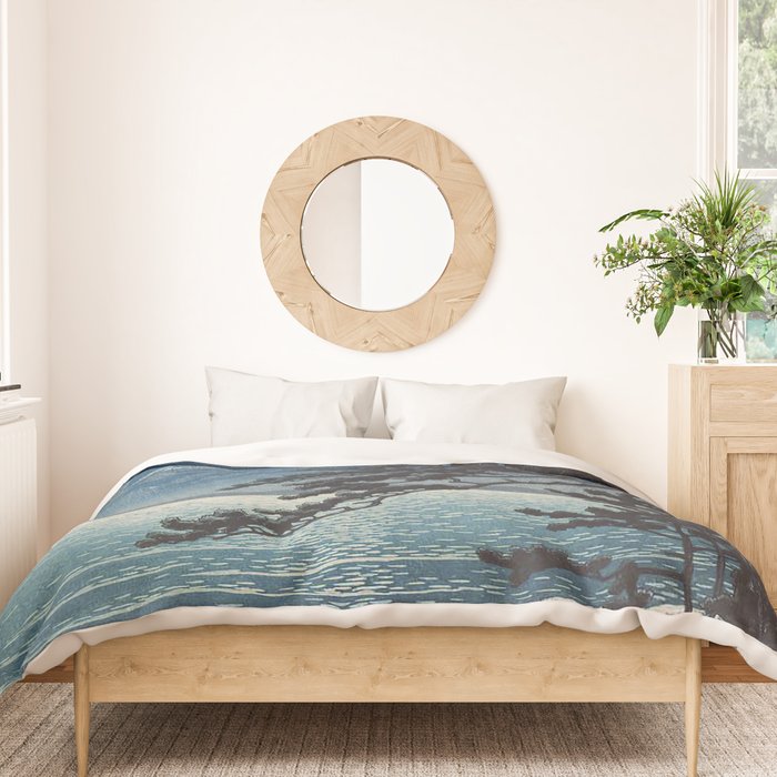 Spring Moon At Ninomiya Beach by Hasui Kawase å·ç¬ å·´æ°´ Duvet Cover Gallery Image 3