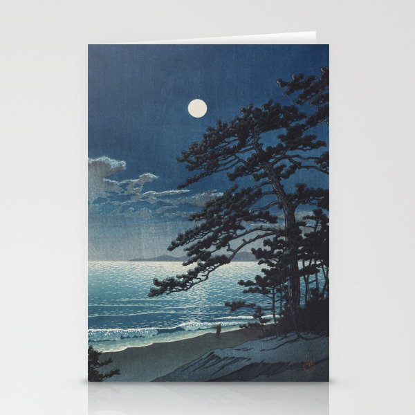 Spring Moon At Ninomiya Beach by Hasui Kawase å·ç¬ å·´æ°´ Stationery Card Gallery Image 2