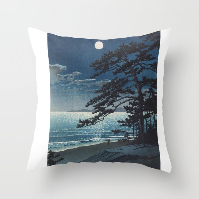 Spring Moon At Ninomiya Beach by Hasui Kawase å·ç¬ å·´æ°´ Throw Pillow Gallery Image 6