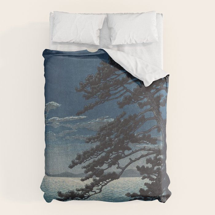 Spring Moon At Ninomiya Beach by Hasui Kawase å·ç¬ å·´æ°´ Duvet Cover Gallery Image 1