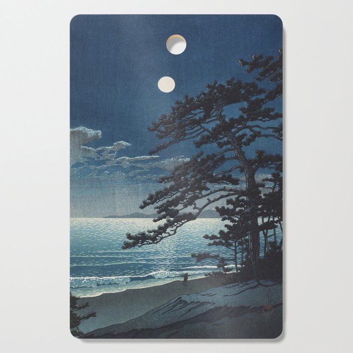 Spring Moon At Ninomiya Beach by Hasui Kawase å·ç¬ å·´æ°´ Cutting Board Gallery Image 1