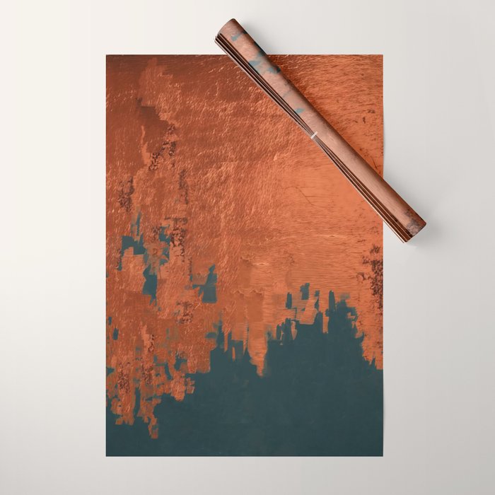 Aesthetic Grunge Copper and Teal Green Rust Wrapping Paper Gallery Image 1