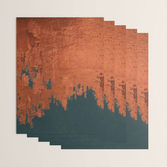 Aesthetic Grunge Copper and Teal Green Rust Wrapping Paper Gallery Image 3