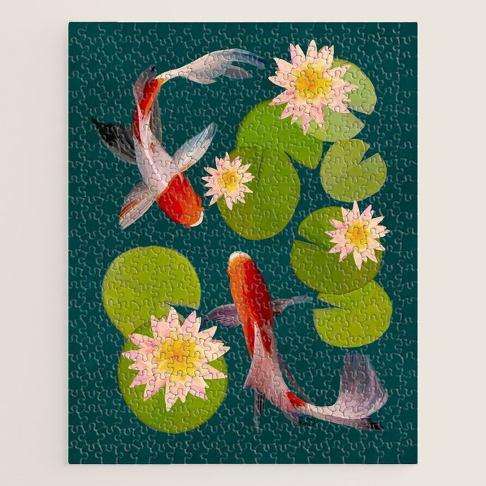 Graceful Koi Among Water Lilies  Jigsaw Puzzle Gallery Image 1