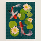 Graceful Koi Among Water Lilies  Jigsaw Puzzle Gallery Image 1