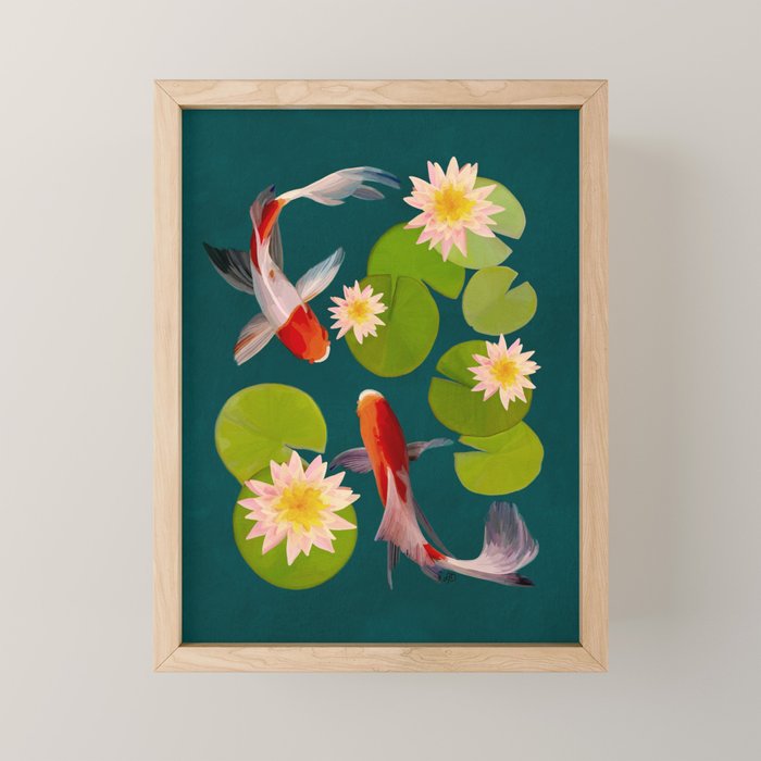 Graceful Koi Among Water Lilies  Mini Art Print Gallery Image 1