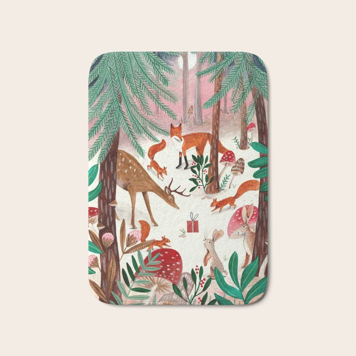 Whimsical woodland enchanted forest animals Bath Mat Gallery Image 1