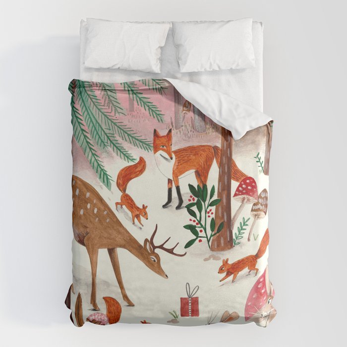 Whimsical woodland enchanted forest animals Duvet Cover Gallery Image 1