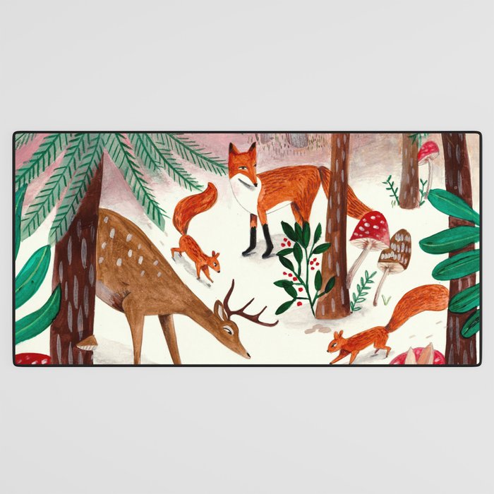 Whimsical woodland enchanted forest animals Desk Mat Gallery Image 3