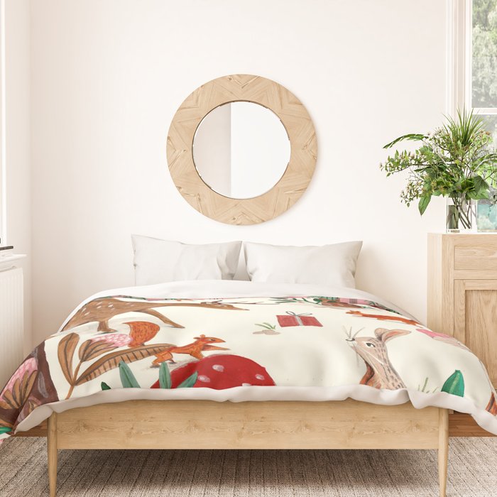 Whimsical woodland enchanted forest animals Duvet Cover Gallery Image 3