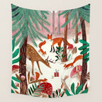 Whimsical woodland enchanted forest animals Wall Tapestry Gallery Image 4