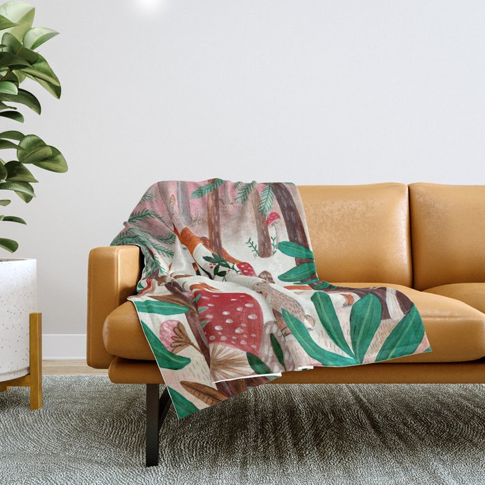 Whimsical woodland enchanted forest animals Throw Blanket Gallery Image 1