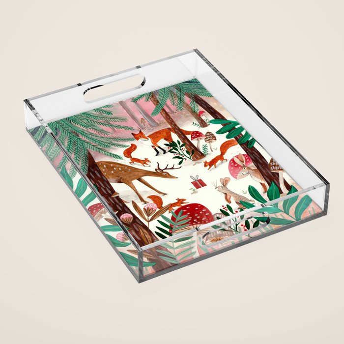 Whimsical woodland enchanted forest animals Acrylic Tray Gallery Image 1