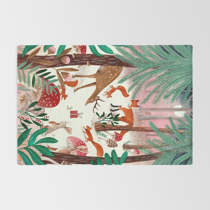 Whimsical woodland enchanted forest animals Rug Gallery Image 2