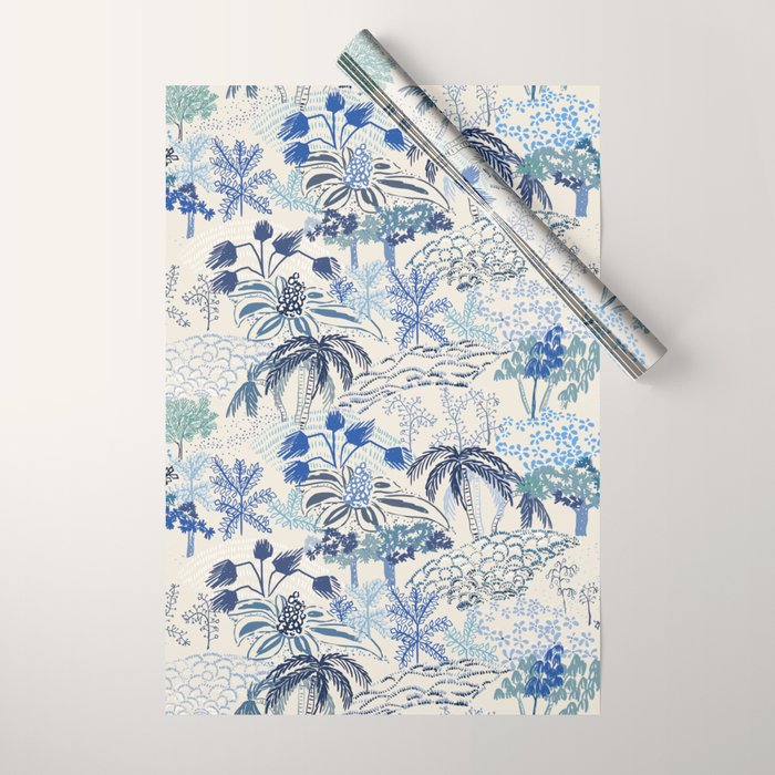 Italian landscape blue Wrapping Paper Gallery Image 1