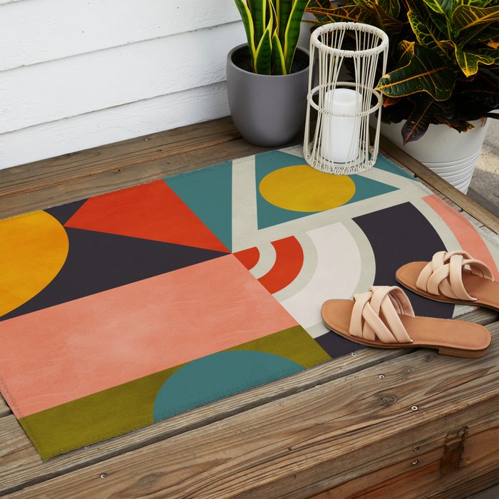 mid century bauhaus geometry abstract 2020 2 Outdoor Rug Gallery Image 2