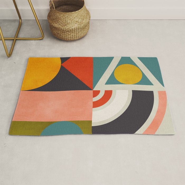 mid century bauhaus geometry abstract 2020 2 Rug Gallery Image 1