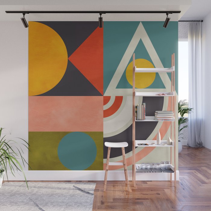 mid century bauhaus geometry abstract 2020 2 Wall Mural Gallery Image 1