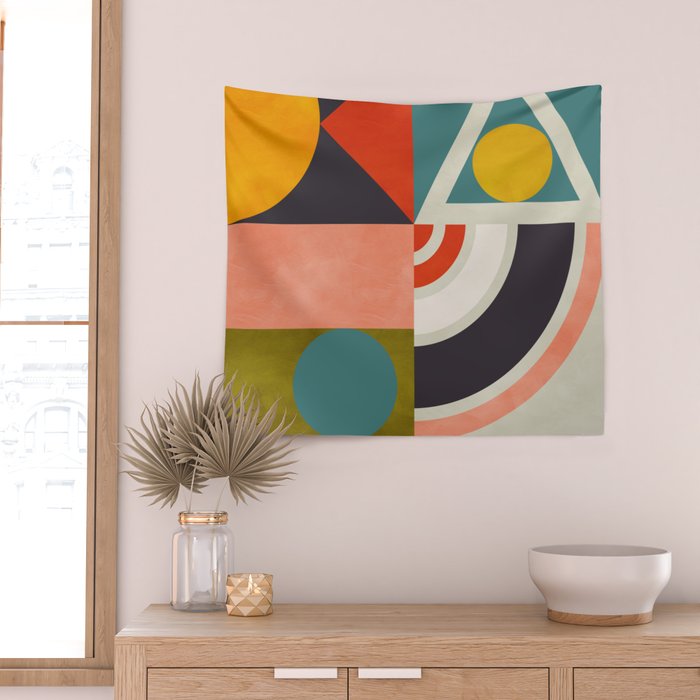 mid century bauhaus geometry abstract 2020 2 Wall Tapestry Gallery Image 2