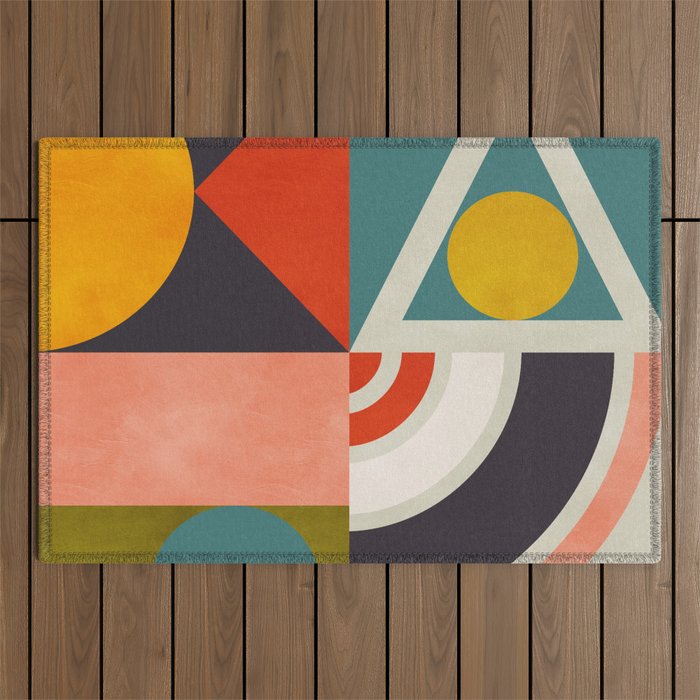 mid century bauhaus geometry abstract 2020 2 Outdoor Rug Gallery Image 1