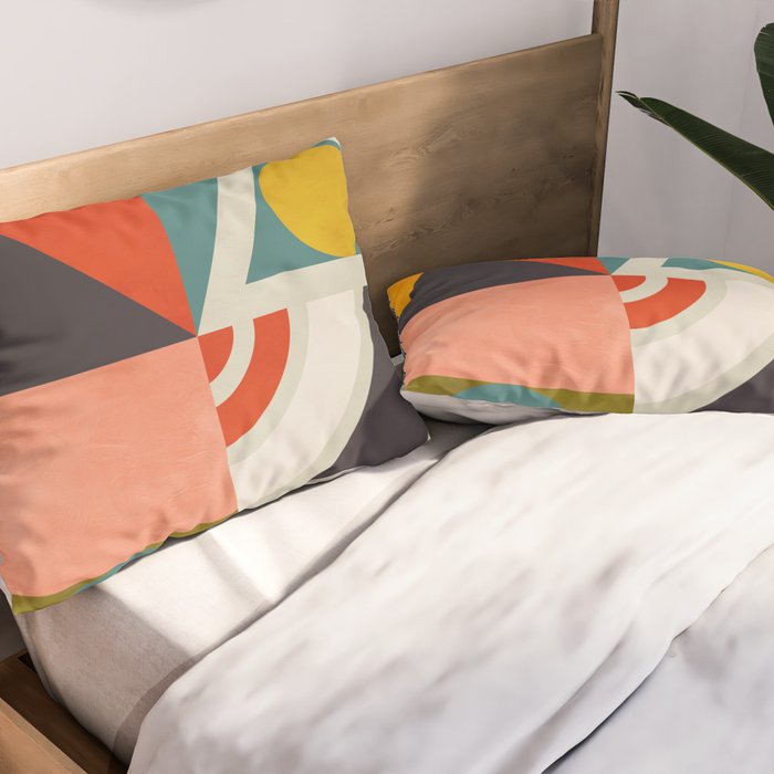 mid century bauhaus geometry abstract 2020 2 Pillow Sham Gallery Image 2