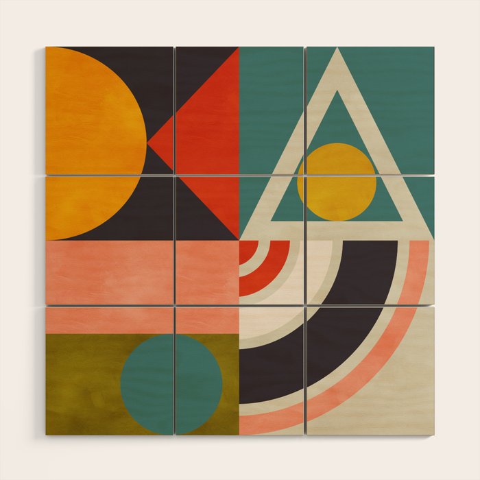 mid century bauhaus geometry abstract 2020 2 Wood Wall Art Gallery Image 1