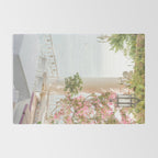 Sorrento Vibes | Balcony In Italy With Pink Flowers Photo Print | Summer Travel Photography Rug Gallery Image 2