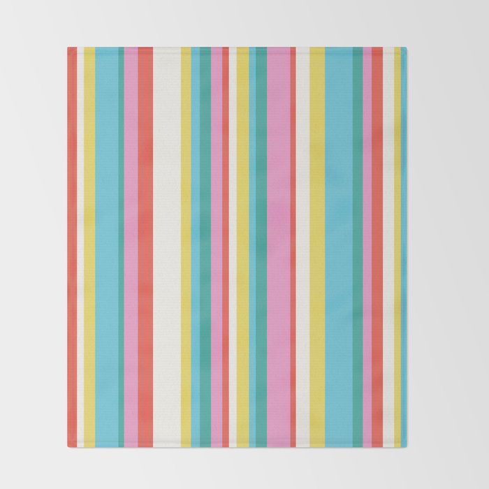 Classic Stripes II - 60s Candy Rainbow Throw Blanket Gallery Image 2