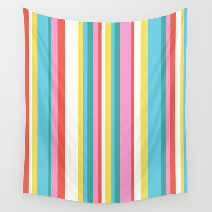 Classic Stripes II - 60s Candy Rainbow Wall Tapestry Gallery Image 1