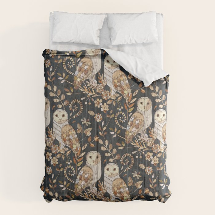 Wooden Wonderland Barn Owl Collage Comforter Gallery Image 1