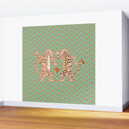 Dancing tiger Zig zag tiger - mint sand Wall Mural Gallery Image 2
