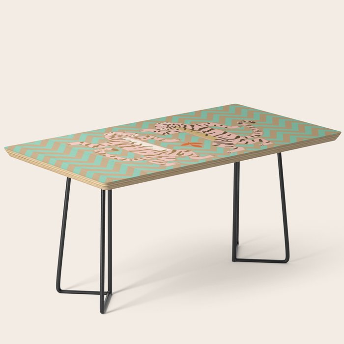 Dancing tiger Zig zag tiger - mint sand Coffee Table Gallery Image 1