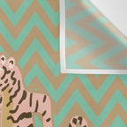 Dancing tiger Zig zag tiger - mint sand Wall Tapestry Gallery Image 3