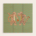 Dancing tiger Zig zag tiger - mint sand Wood Wall Art Gallery Image 1
