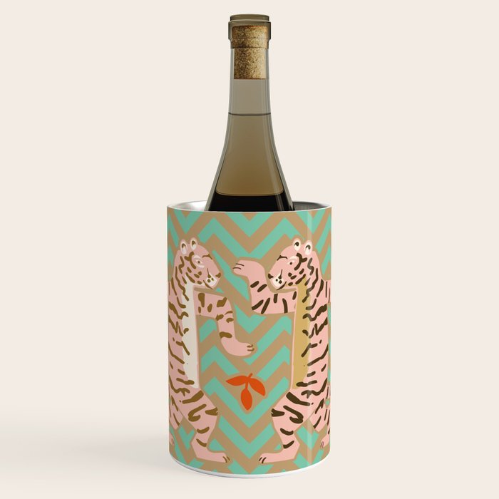 Dancing tiger Zig zag tiger - mint sand Wine Chiller Gallery Image 1