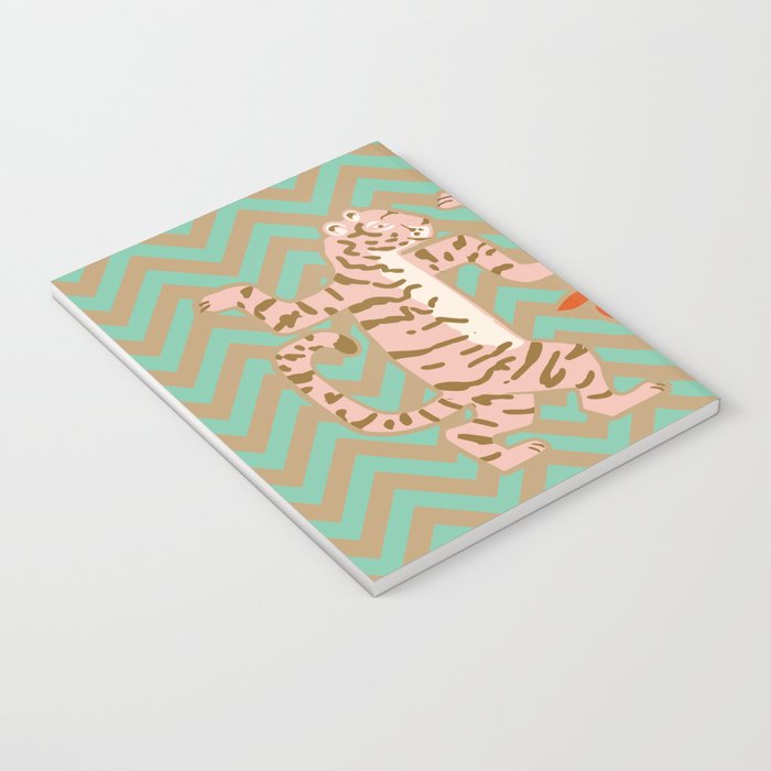 Dancing tiger Zig zag tiger - mint sand Notebook Gallery Image 3