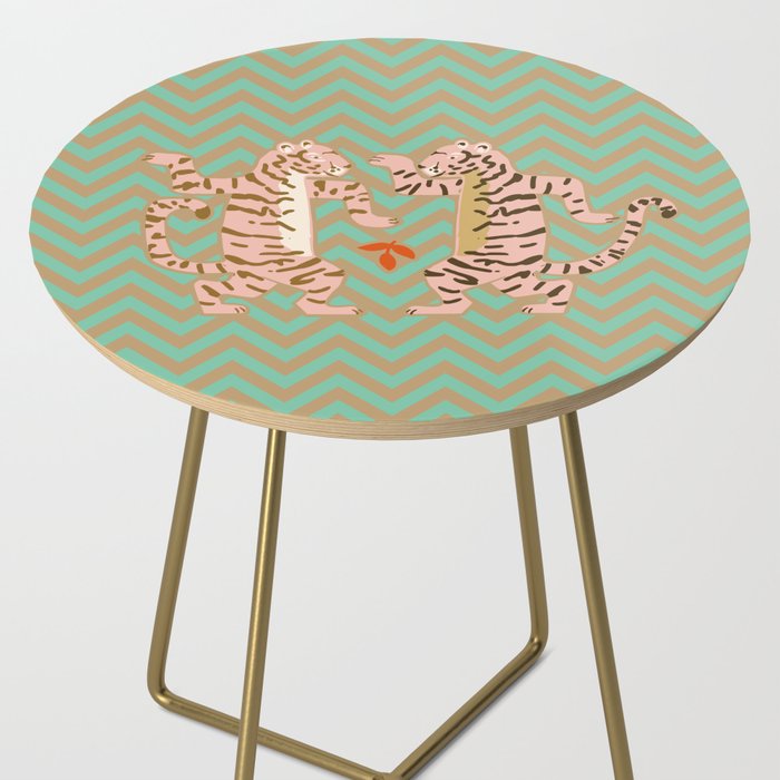 Dancing tiger Zig zag tiger - mint sand Side Table Gallery Image 2
