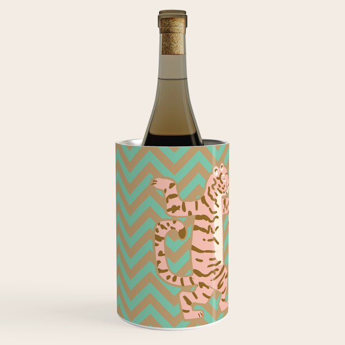 Dancing tiger Zig zag tiger - mint sand Wine Chiller Gallery Image 2