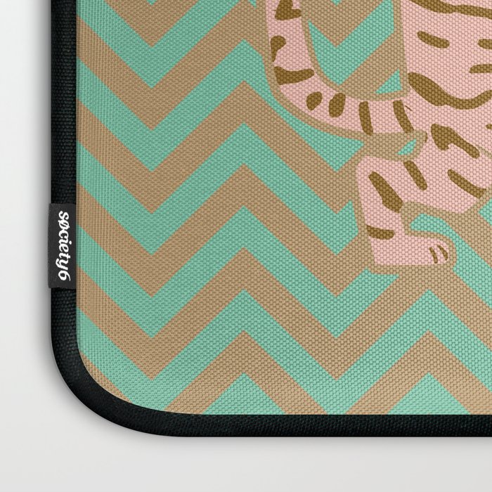 Dancing tiger Zig zag tiger - mint sand Laptop Sleeve Gallery Image 3