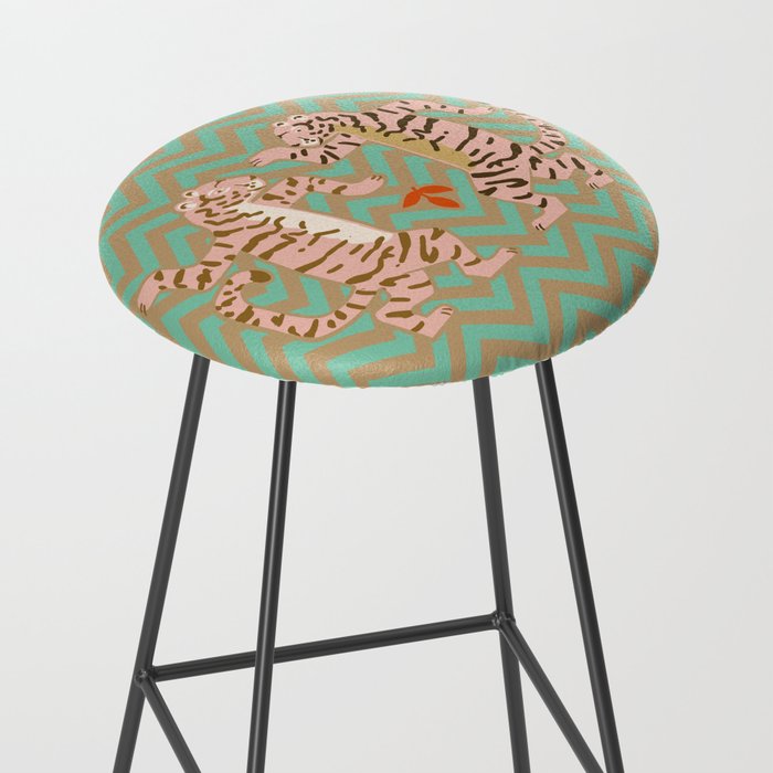 Dancing tiger Zig zag tiger - mint sand Stool Gallery Image 2