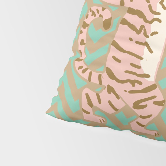 Dancing tiger Zig zag tiger - mint sand Pillow Sham Gallery Image 4