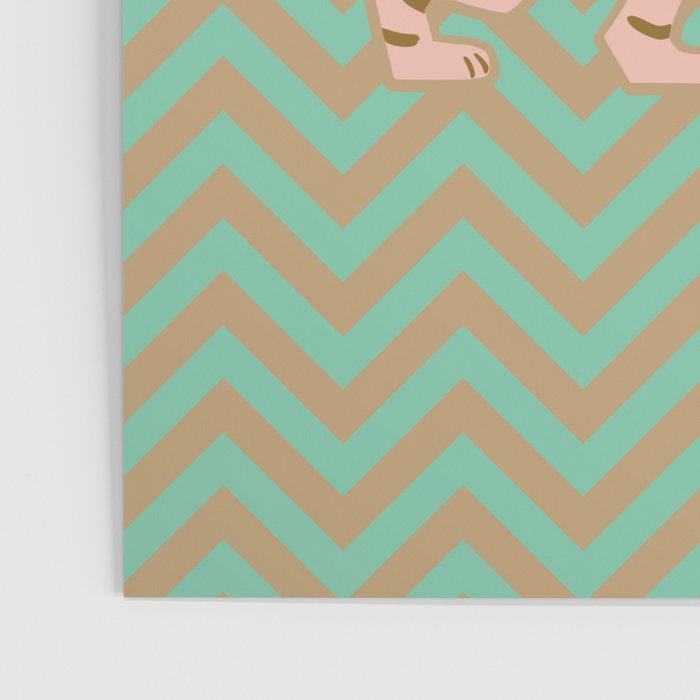 Dancing tiger Zig zag tiger - mint sand Poster Gallery Image 3