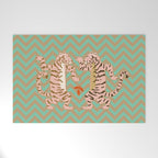 Dancing tiger Zig zag tiger - mint sand Welcome Mat Gallery Image 1