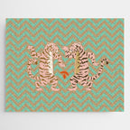 Dancing tiger Zig zag tiger - mint sand Jigsaw Puzzle Gallery Image 1